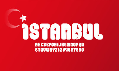 White font, bold alphabet, letters from A to Z and numbers from 0 to 9, vector illustration 10EPS © marooshka