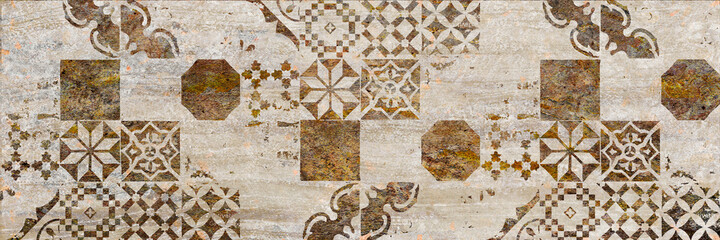 Wall Decor for interior home decoration, Ceramic Tile Design. it can be used for ceramic tile, wallpaper, linoleum, backdrop, coverpage, poster, textile, web page background -  Illustration