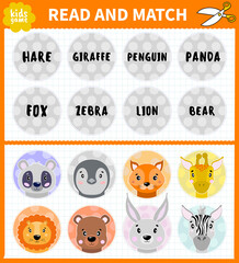 Children board game cut and find for preschoolers and primary school students worksheets.Page read and match for kids educational book.
