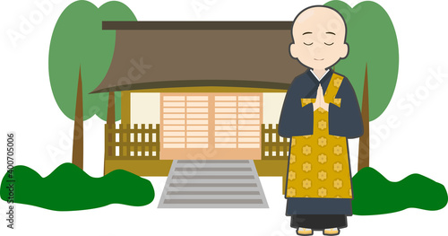 お寺とお坊さんのイラスト Wall Mural Wallpaper Murals Foolchico お寺とお坊さんのイラスト Wall Mural Wallpaper Murals Foolchico