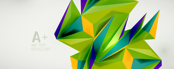 Vector triangle geometric backgrounds. Low poly 3d shape on light backdrop. Vector illustration for covers, banners, flyers and posters and other designs