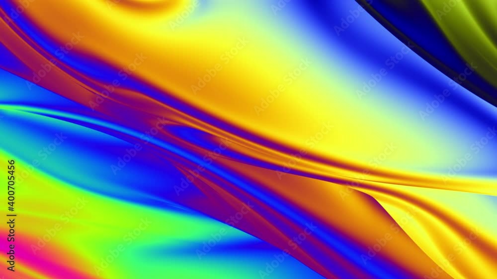 Poster abstract colorful wavy background in bright blue, orange and green rainbow color. modern colorful wa