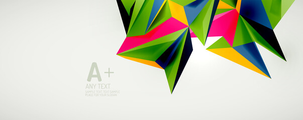 Vector triangle geometric backgrounds. Low poly 3d shape on light backdrop. Vector illustration for covers, banners, flyers and posters and other designs