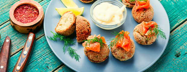 Cod roe cutlets.