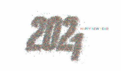 Happy New Year 2021 Particle Text Typography Design Banner Poster, Vector illustration.