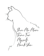 line art cat illustration, textile printing drawing, t-shirt graphic design - Vector