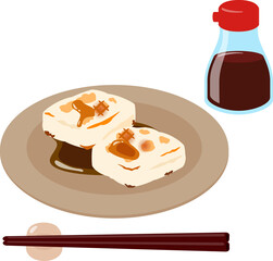 醤油をかけた焼き餅