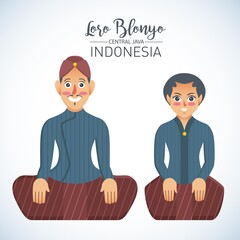 Vector stock of Traditional bridal couple from central java, Indonesia. Called Loro Blonyo.