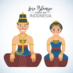 Vector stock of Traditional bridal couple from central java, Indonesia. Called Loro Blonyo.