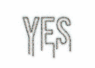 Yes Calligraphic particle art Text Vector illustration Design.
