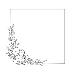 Flourish ornate frame. Floral square corner background for wedding card. Vector isolated elegant flower border. 