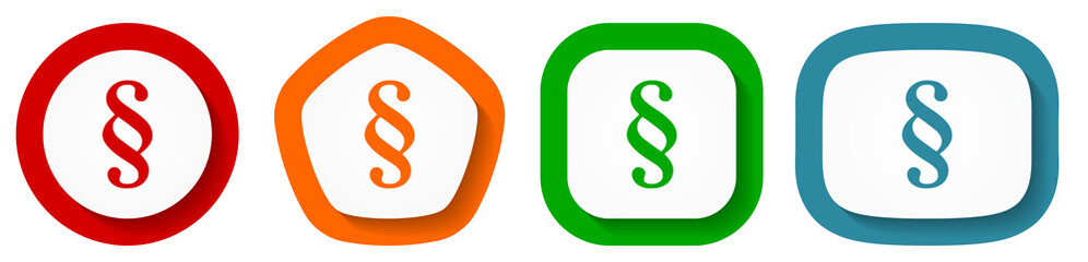 Paragraph vector icon set, flat design buttons on white background