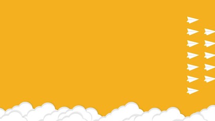 Red paper airplane lead white ones. New idea, leadership, change, trend, courage, creative solution, innovation and unique way concept. HD video.