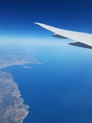 Obraz premium view of coast from airplane window
