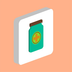 medicine bottle Simple vector icon. Illustration symbol design template for web mobile UI element. Perfect color isometric pictogram on 3d white square. medicine bottle icons for business project.
