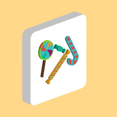 Sweets Simple vector icon. Illustration symbol design template for web mobile UI element. Perfect color isometric pictogram on 3d white square. Sweets icons for business project.
