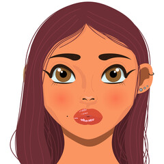 vector creative portrait of a woman with long hair.