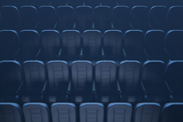 Empty seats. Cinema hall without people.