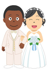 国際結婚（アメリカ人とアジア人）のイラスト