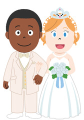 国際結婚（アメリカ人とフランス人）のイラスト