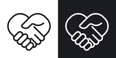 Obraz premium Handshake or partnership concept icon. Simple two-tone vector illustration on black and white background