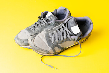Battered old sneakers. Sneakers after years of running