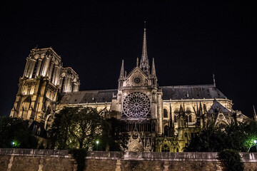 Fototapeta na wymiar Notre Dame Cathedral nighttime view on 29 October 2015 