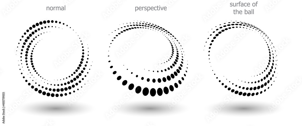 Poster halftone shapes, abstract dots logo emblem or design element for any project. round icon or backgrou
