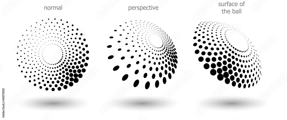 Poster halftone shapes, abstract dots logo emblem or design element for any project. round icon or backgrou