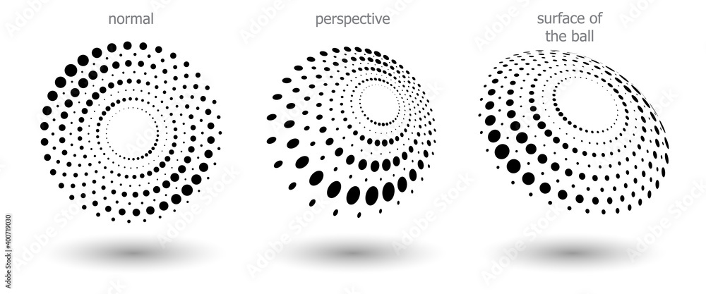 Poster halftone shapes, abstract dots logo emblem or design element for any project. round icon or backgrou