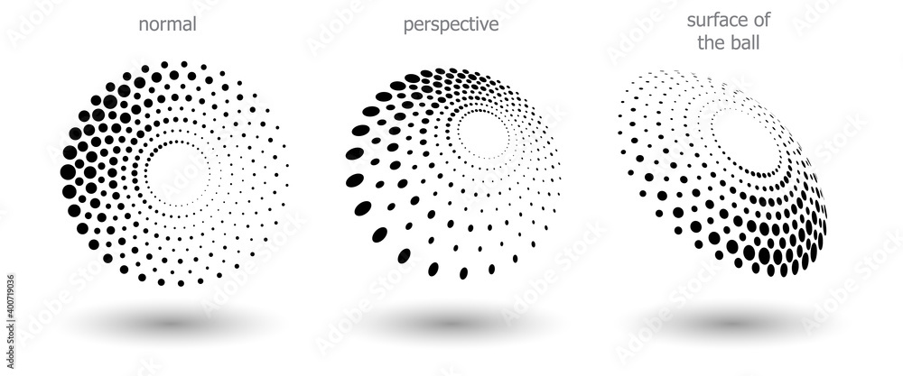 Poster halftone shapes, abstract dots logo emblem or design element for any project. round icon or backgrou