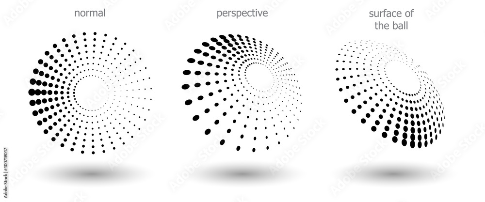 Poster halftone shapes, abstract dots logo emblem or design element for any project. round icon or backgrou