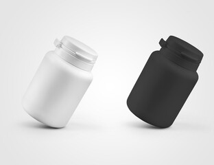 Template of a white, black round bottle for gel, cream, with shadows, for design presentation.
