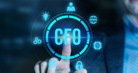 Internet, business, Technology and network concept.virtual screen of the future and sees the inscription: CFO