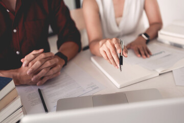 Young students campus helps friend catching up and learning tutoring. People, learning, education and school concept