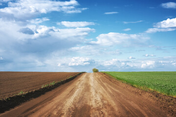 Country road landscape and beautiful clouds