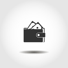 wallet with dollar bills isolated vector icon. business design element
