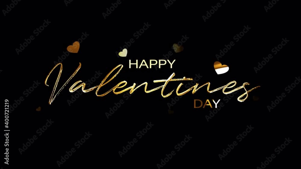 Poster valentines day gold text titles background with heart and typography of happy valentines day isolate