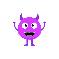 Cute cartoon baby monster. Kawaii scary funny baby character flat icon. Happy Halloween vector illustration isolated on white background.