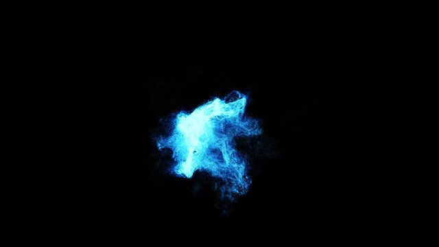 Magic blue fire isolate. Footage with alpha chanel.