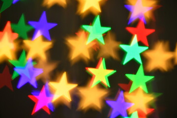 colorful stars illumination for holiday or abstract boke background