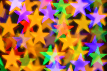 colorful stars illumination for holiday or abstract boke background