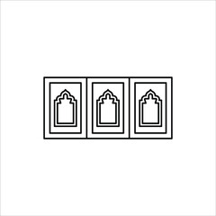 Prayer rug icon on white background. Traditional Islamic Background