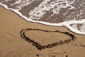 heart drawing on the sand