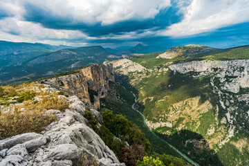 Fototapeta na wymiar View at Gorges du Verodon, Alpes de Haute Provence, The Verdon natural regional park, Provence, France, Europe