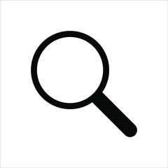 Search icon vector. Glyph symbol magnifying glass on white background