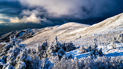 An unique sunset in the mountains. Szeroki Wierch. Bieszczady National Park. Carpathian Mountains. Poland © Szymon Bartosz