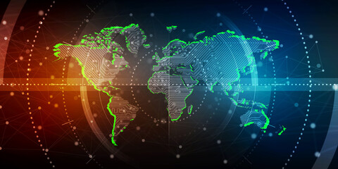 Obraz premium 2d illustration world map abstract background
