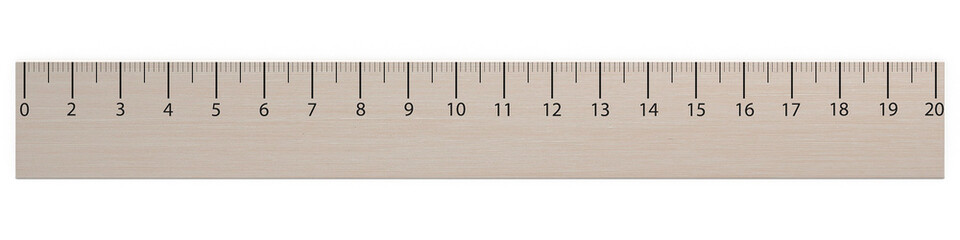 ruler measuring wooden close-up on white background isolate 3d render