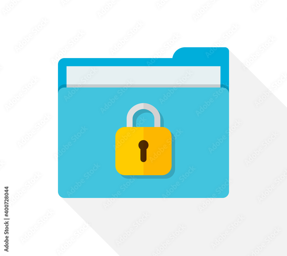 Poster file in folder with lock. icon of confidential of document. privacy and secure data. protect of info